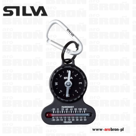 Kompas, busola / termometr SILVA z karabinkiem do kluczy - wodoodporny