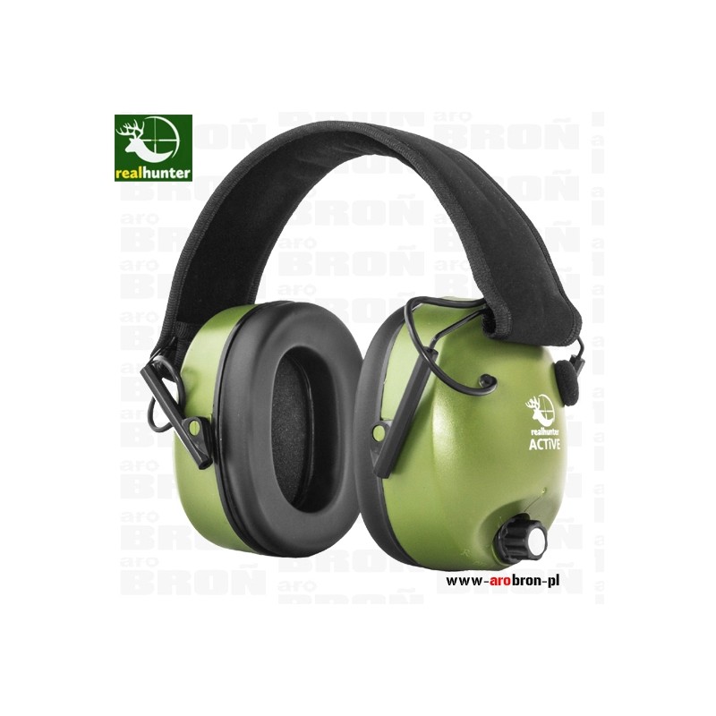 Ochronniki słuchu aktywne RealHunter ACTiVE - kolor oliwkowy