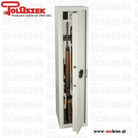 Szafa na broń POLASZEK HIT BAŻANT Sejf klasa S1 - stojak na 5 sztuk broni długiej, wewnętrzna skrytka