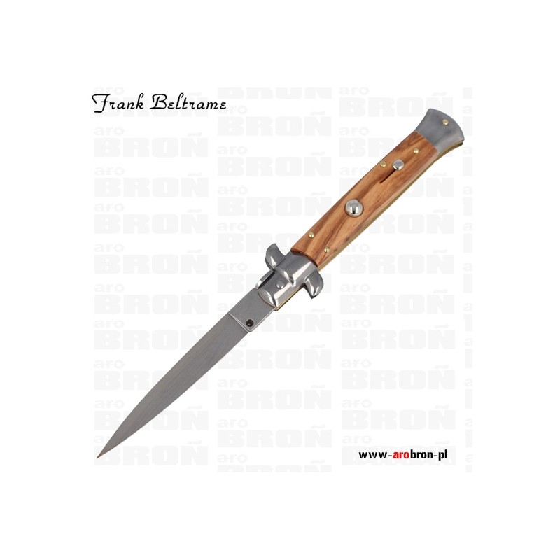 Nóż sprężynowy składany Frank Beltrame Stiletto Olive FB23/94 - ostrze 98 mm, stal nierdzewna, drewno oliwne