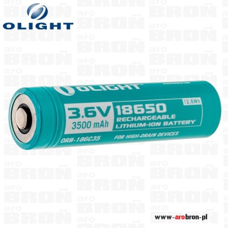 Akumulator Olight 18650 pojemność 3500 mAh 3,6V ORB-186C35 - do latarek S30R III, S30R II, S2R, R20 Javelot